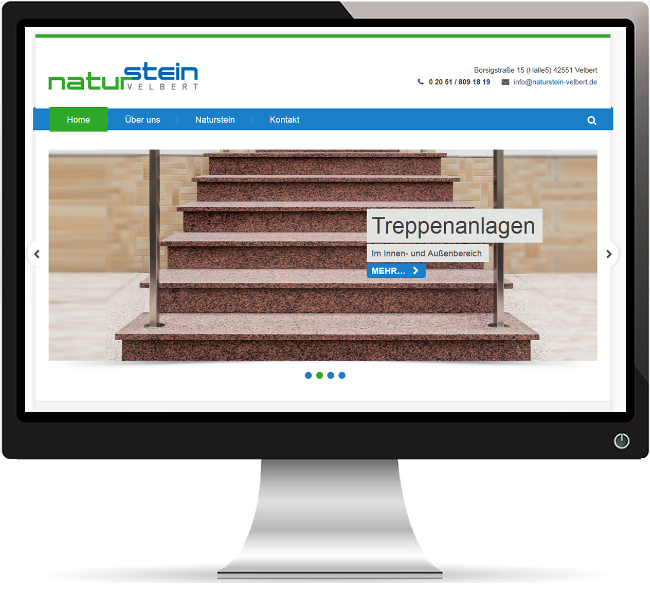 Referenzen Webdesign Suchmaschinen(SEO) und Smartphone optimiert (mobile-friendly) Naturstein-Velbert