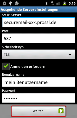 Emailkonto einrichten Android POP3 SSL Schritt 6 Emailkonto einrichten Android POP3 SSL Schritt 6