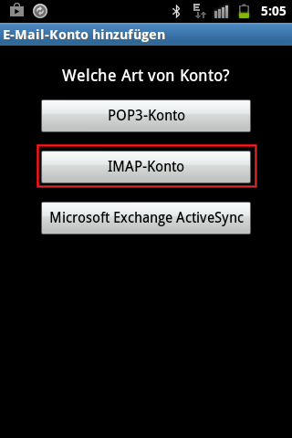 Emailkonto einrichten Android IMAP SSL Schritt 4