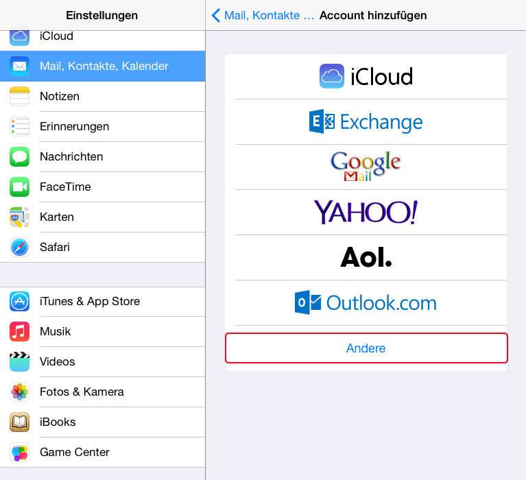 Emailkonto einrichten iPad IMAP SSL Schritt 2