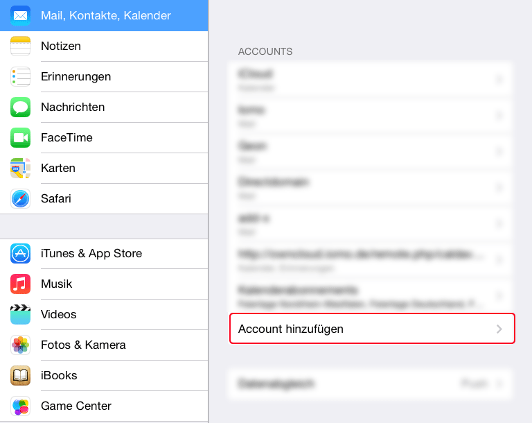 Emailkonto einrichten iPad POP3 SSL Schritt 1 Emailkonto einrichten iPad POP3 SSL Schritt 1