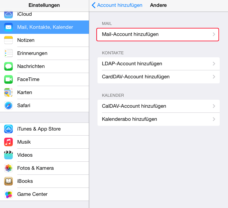 Emailkonto einrichten iPad POP3 SSL Schritt 3 Emailkonto einrichten iPad POP3 SSL Schritt 3