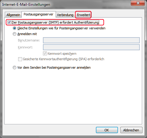 Emailkonto einrichten Outlook POP3 SSL Schritt5